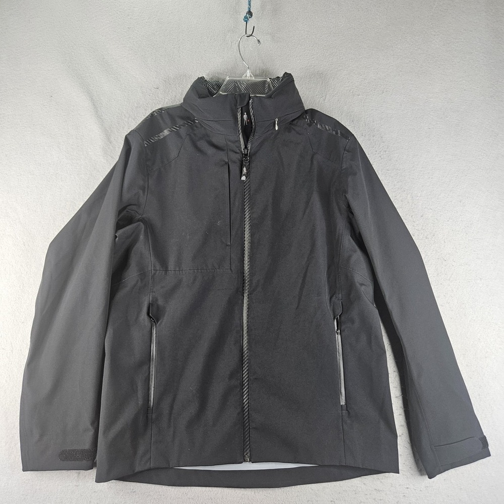 OMP Jacket Mens Large Black Softshell Hooded Waterproof Racing Spirit Windproof